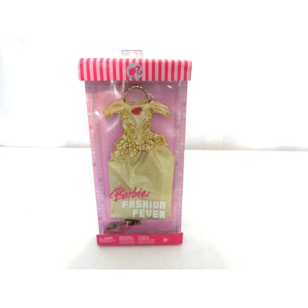 Barbie Fashion‎ Fever Gold Dress Shoes Tiara Pink Label New 2006  NRFB